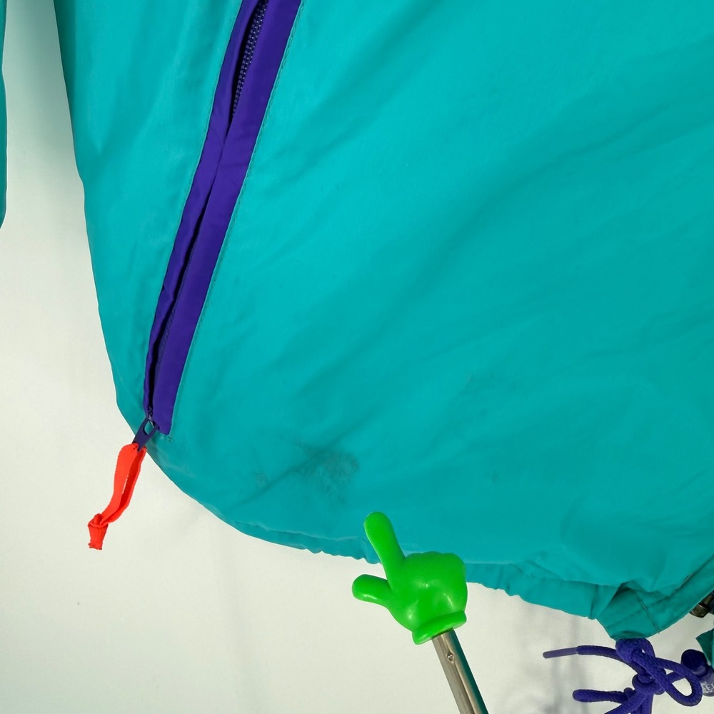 VTG Woolrich Men's Windbreaker XL Teal Purple Jacket A121 Sea Jade Packable‎ Bag - Picture 8 of 9